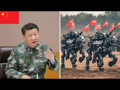 كلاب آلية مقاتلة في الجيش الصيني تحمل بنادق آلية على ظهورها